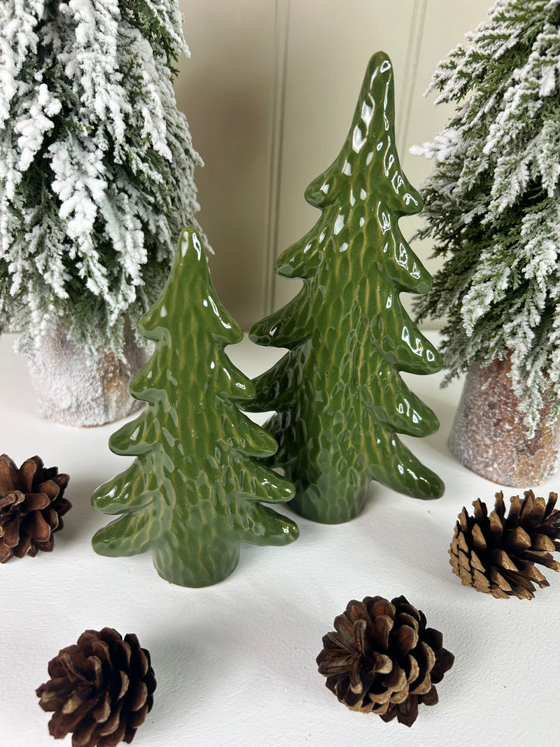 Green Dimpled Ceramic Christmas tree, 2 Sizes
