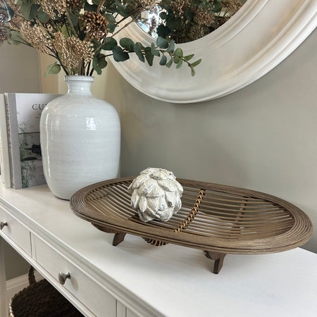 Brown wood shaped bowl tray