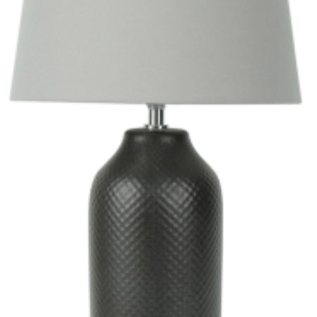 Black textured ceramic lamp with shade