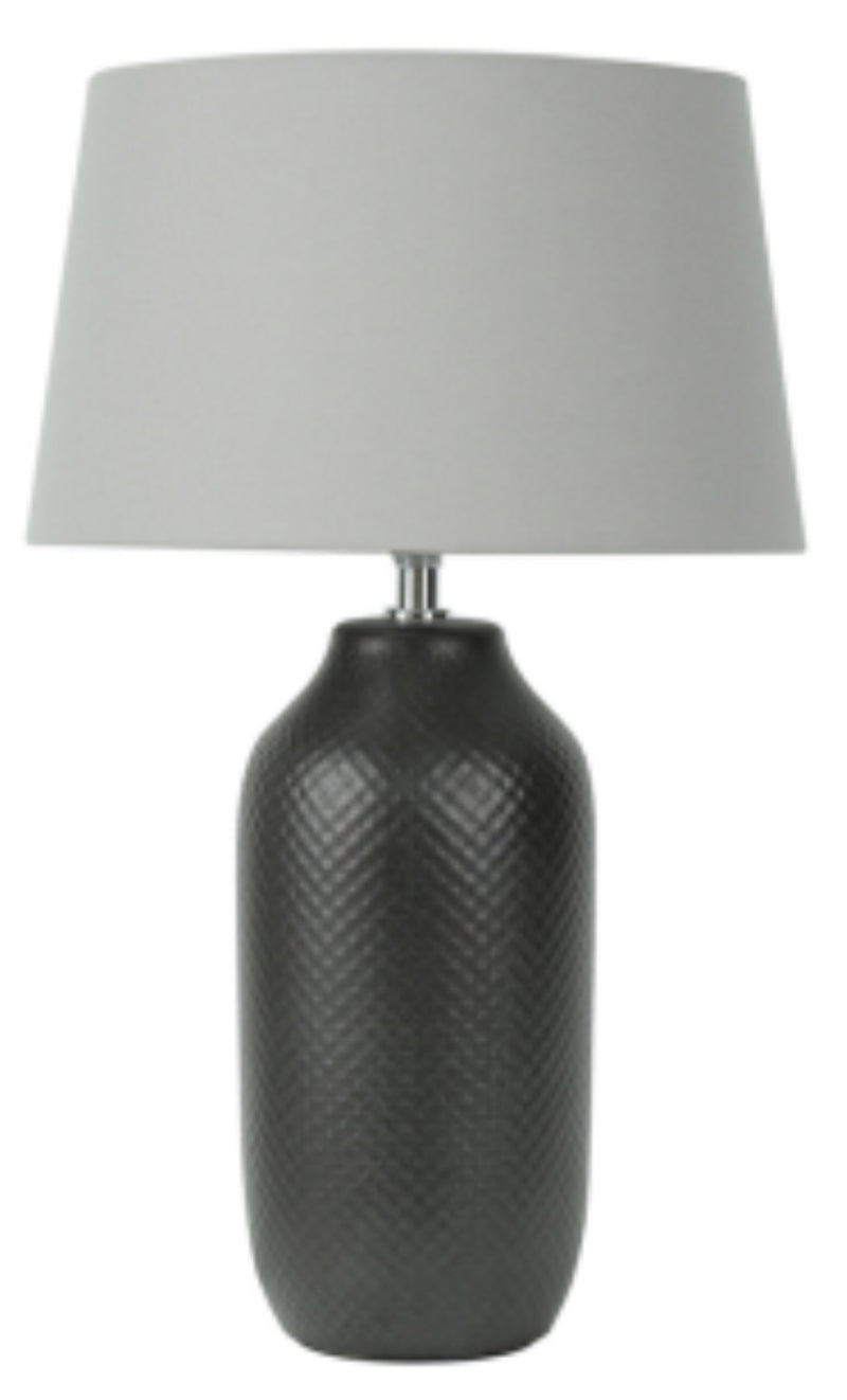 Black textured ceramic lamp with shade