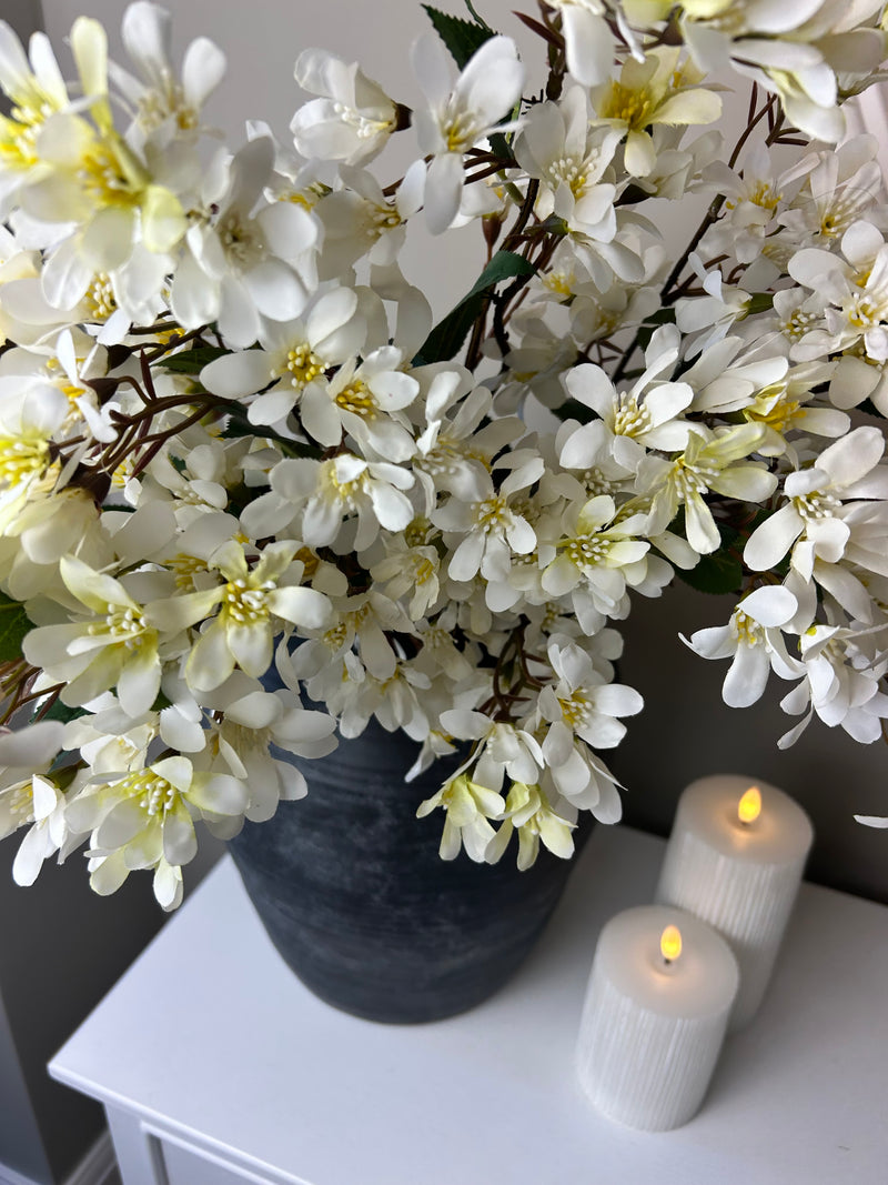 Cream spring blossom stem spray 70cm