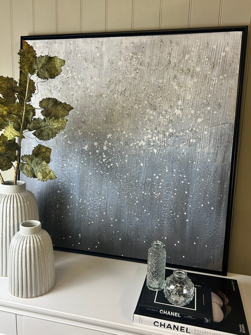 Blues abstract black framed wall art 83cm