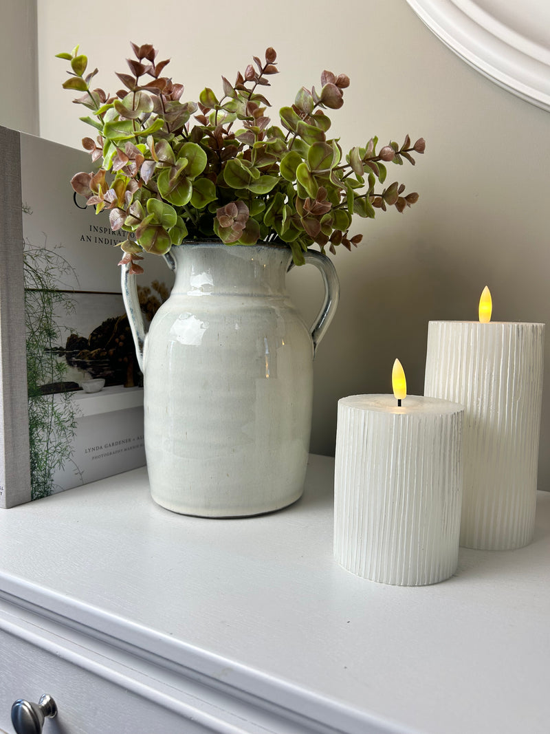 Glazed double handle urn tall vase