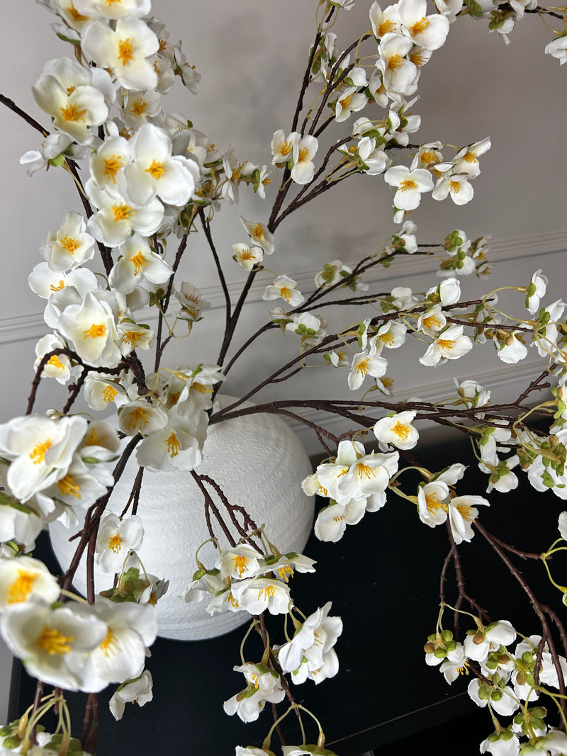 Silk Plum Blossom Spray White