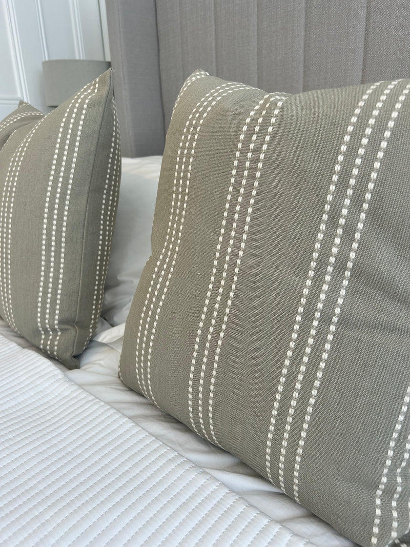 Taupe Stab Stitch Linen 50cm Cushion