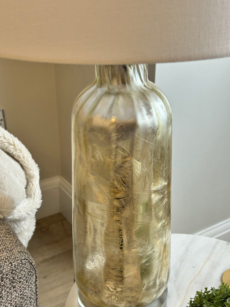 Silver champagne textured lamp with shade