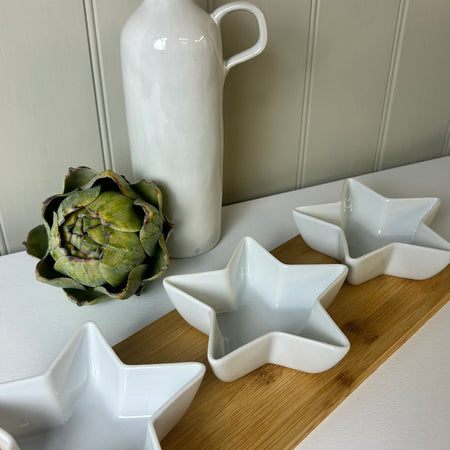 Set of 3 Star Dip dishes with wood tray 38cm
