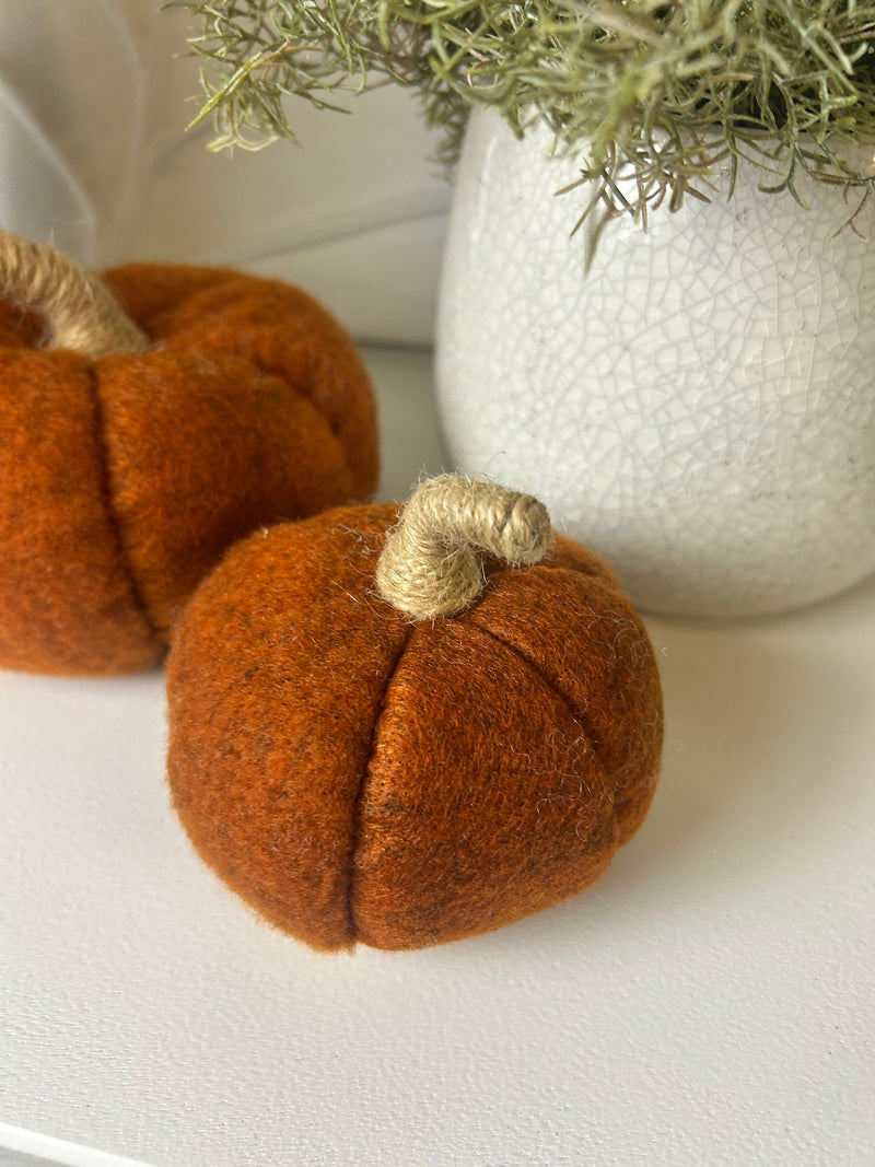 Orange felt pumpkin 2 sizes