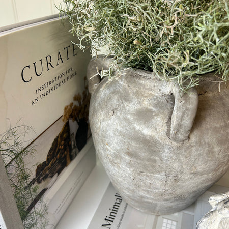 Stone chunky rustic vase with handles