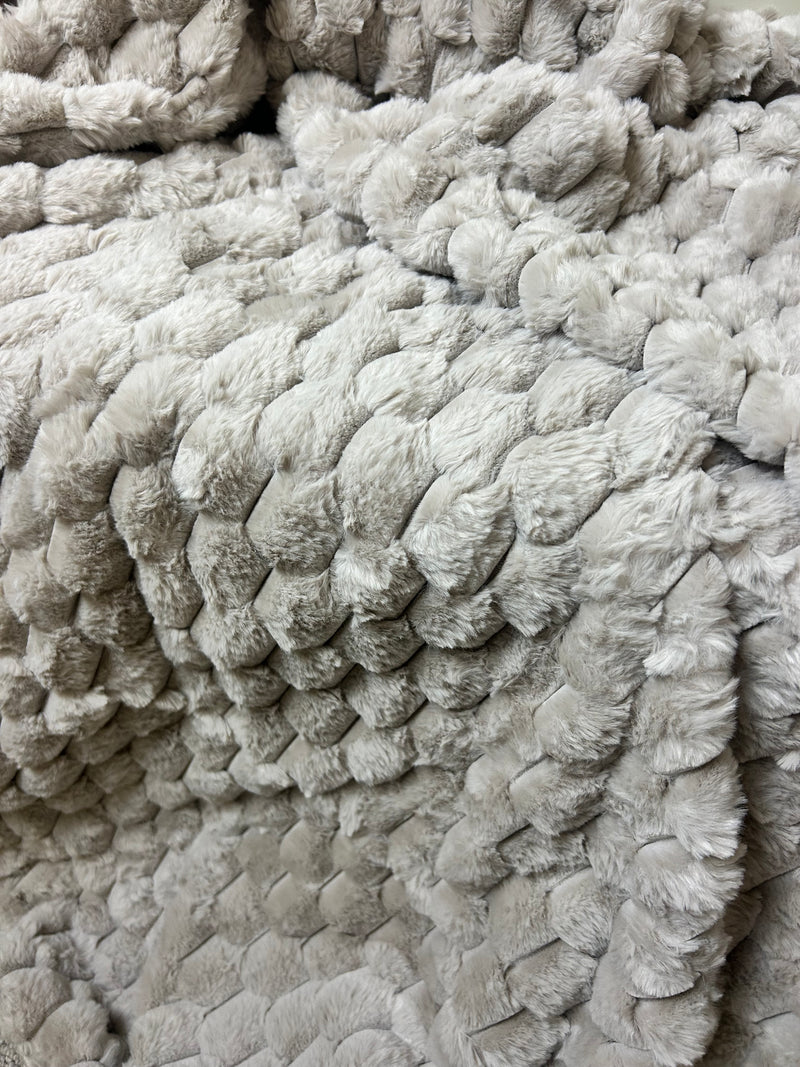 Paul Moneypenny Koochikoo Textured Faux Fur Throws 130x170cm 2 colours green taupe brown