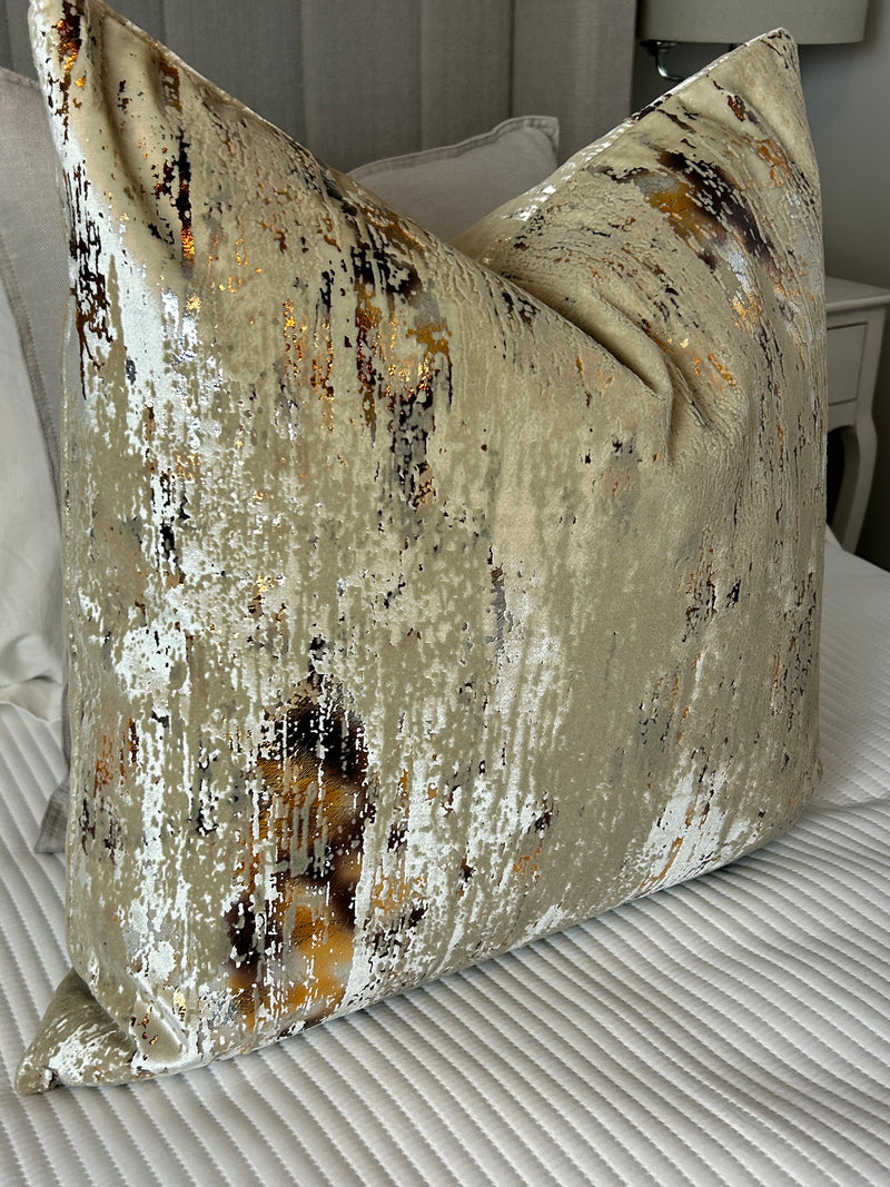 Torcello Natural Taupe beige Bronze Gold Feather Cushion 45cm & 56cm