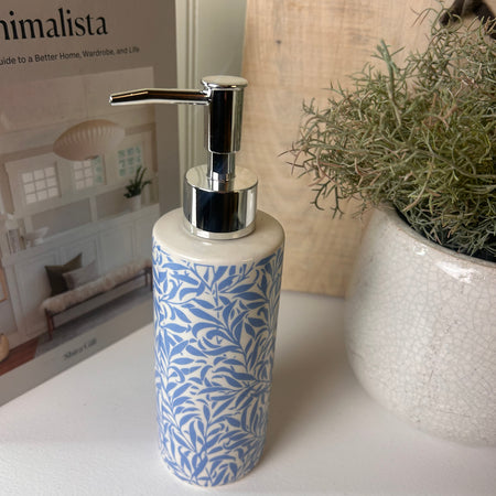Pretty Ceramic Blue Floral Soap dispenser