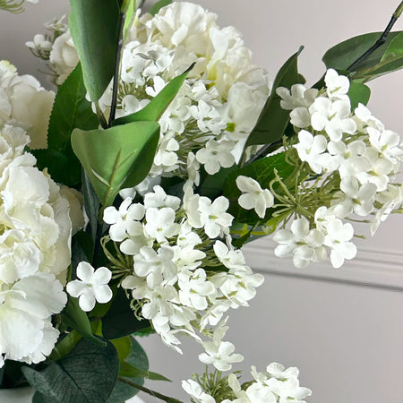 Cream white Charlotte ball viburnum stem spray 67cm