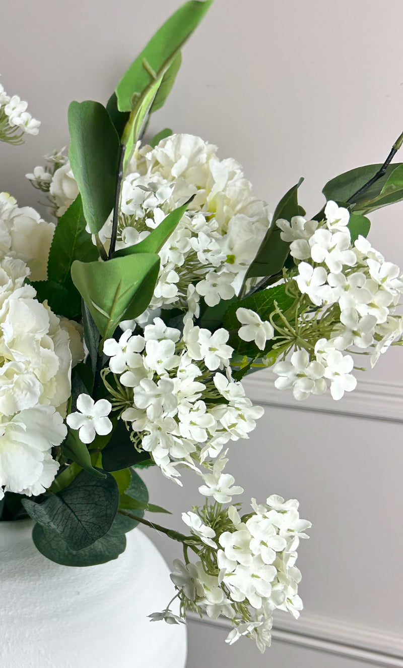 Cream white Charlotte ball viburnum stem spray 67cm