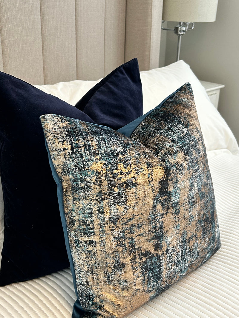 Trulli gold bronze blue luxury feather filled  cushion