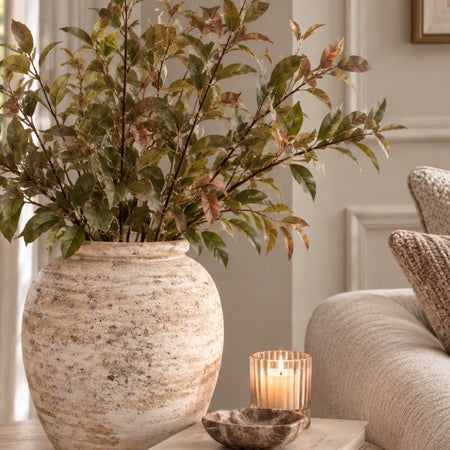 Limestone textured rustic vase 28cm tall