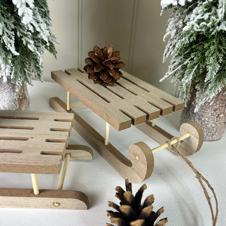 Wooden Festive Sleigh Decoration, 2 sizes
