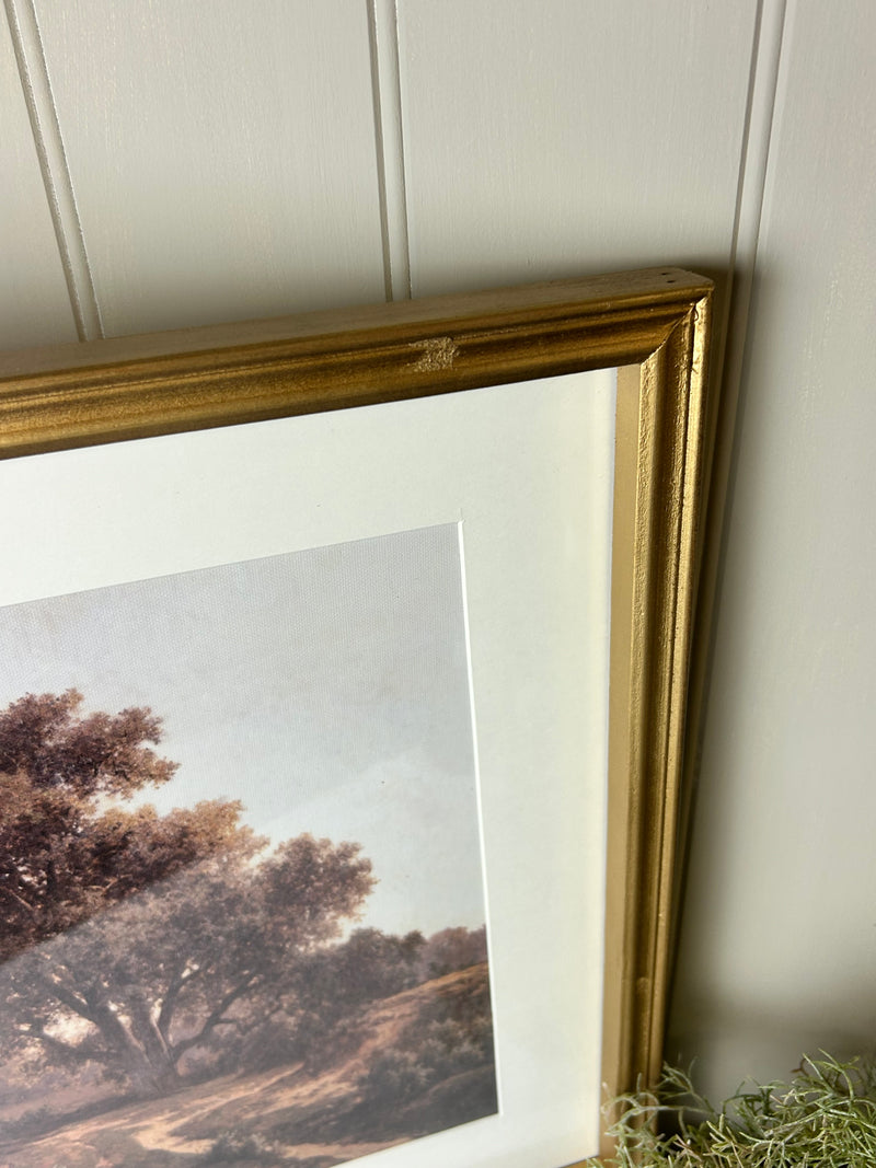 Countryside gold framed prints 2 styles antique look