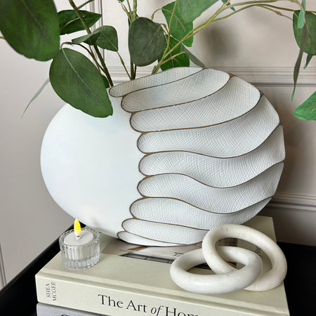 Wave brown and off white textured vase