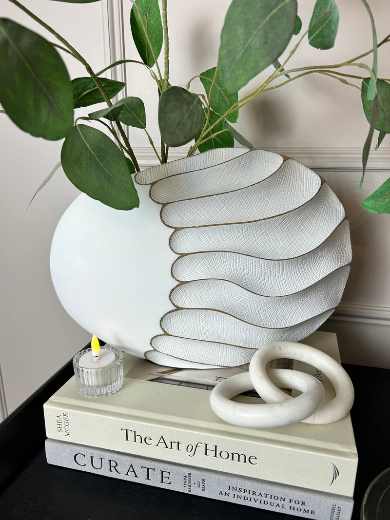 Wave brown and off white textured vase