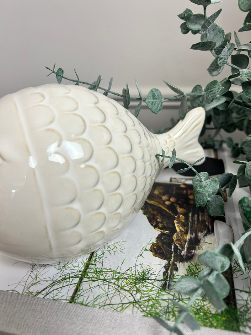 Ceramic Two Tone Puffer Fish Decoration