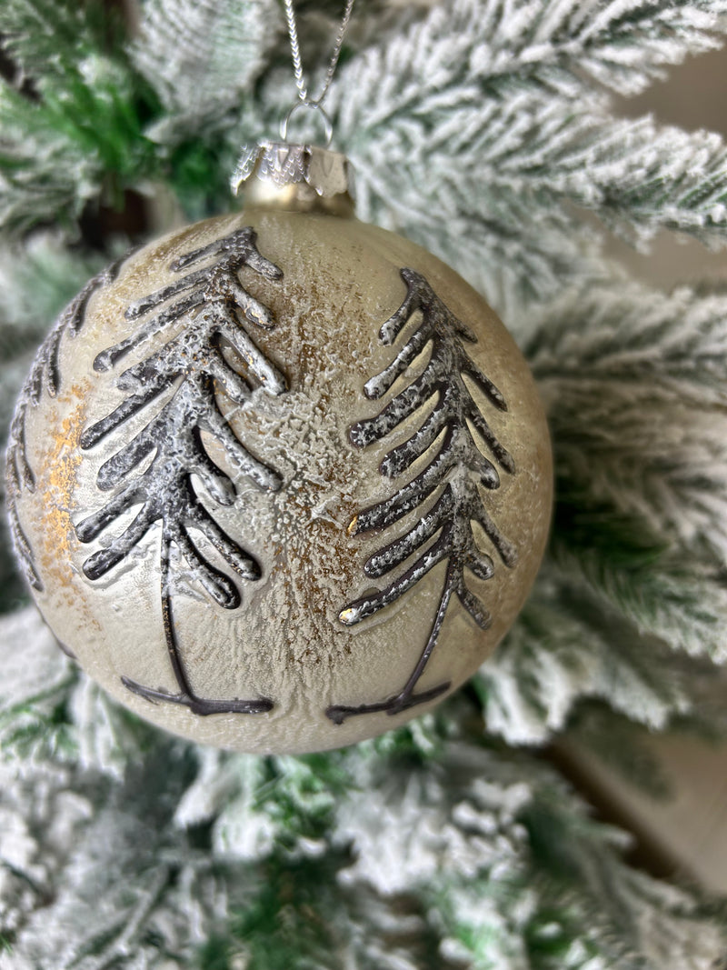 Silver champagne gold woodland tree hanging bauble