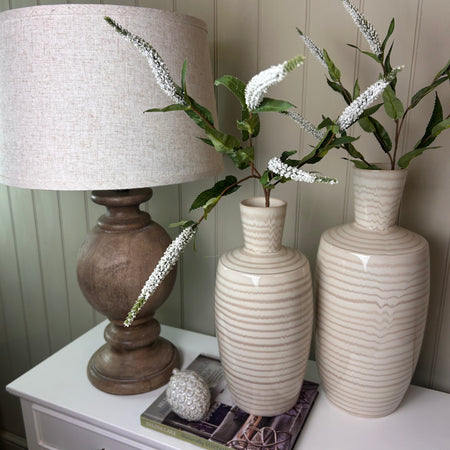 Beige cream stone stripe vase 2 sizes