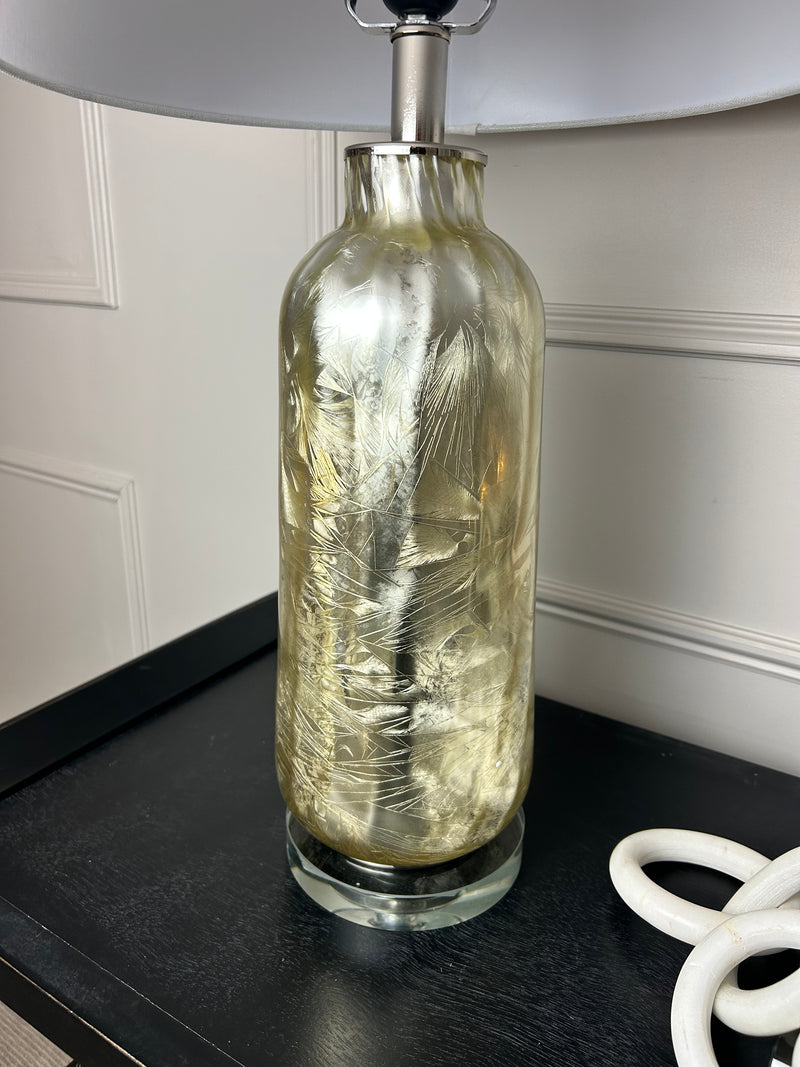 Silver champagne textured lamp with shade