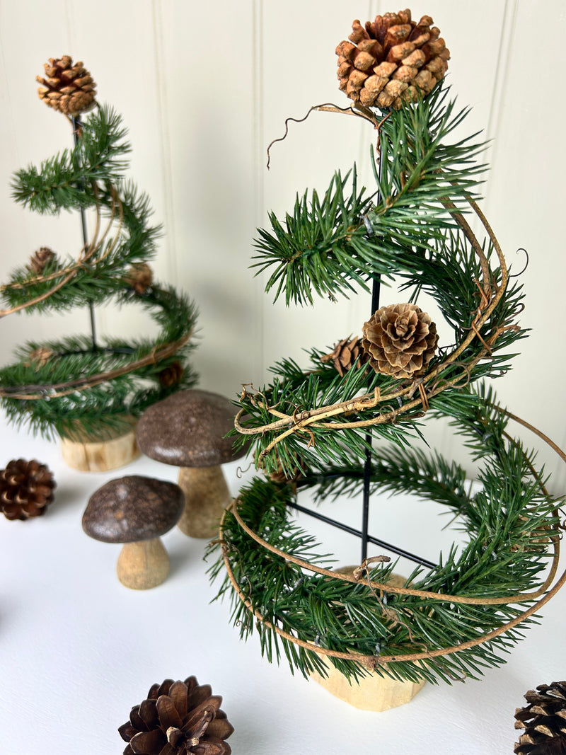 Spiral Pinecone Tree on Wooden Base 32cm