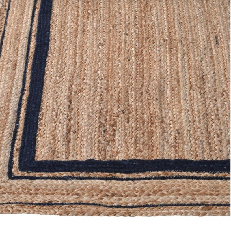 Rectangular Natural with Navy Border Woven seagrass Hemp Rug mat