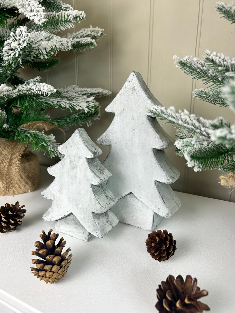 Stone rustic cement Standing chunky Christmas Tree 2 Sizes