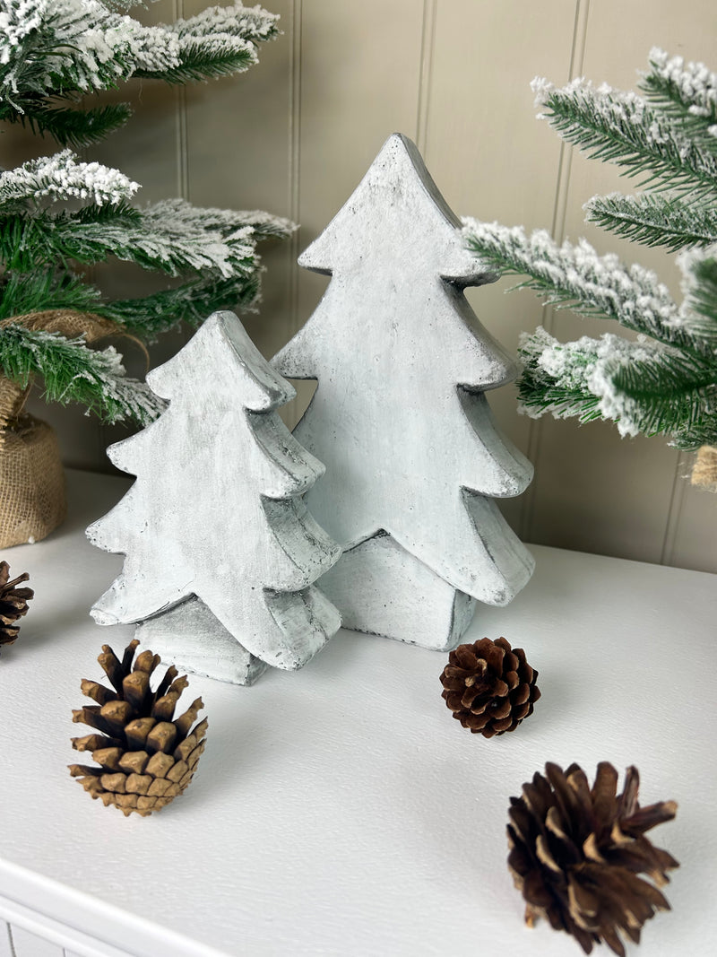 Stone rustic cement Standing chunky Christmas Tree 2 Sizes