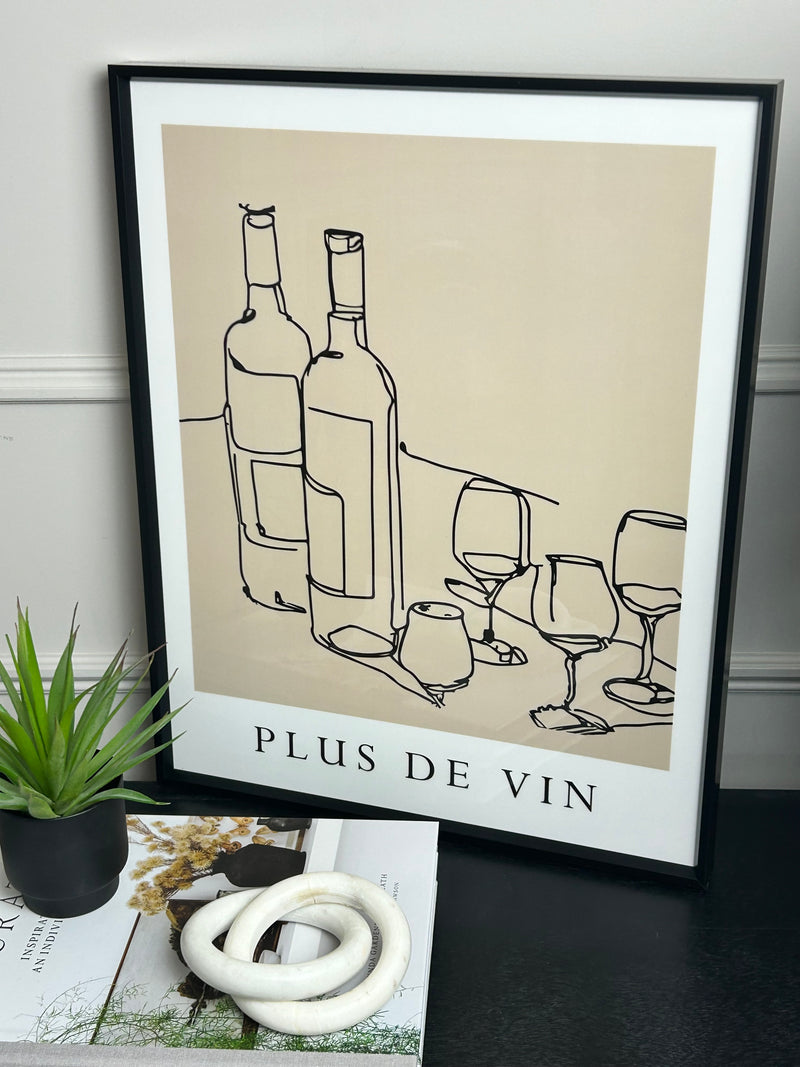 ‘Plus De Vin’ Black wine Frame Print