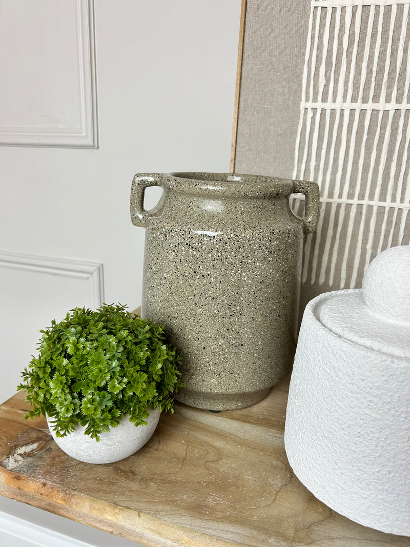 Hemp vase reactive glaze double handle vase