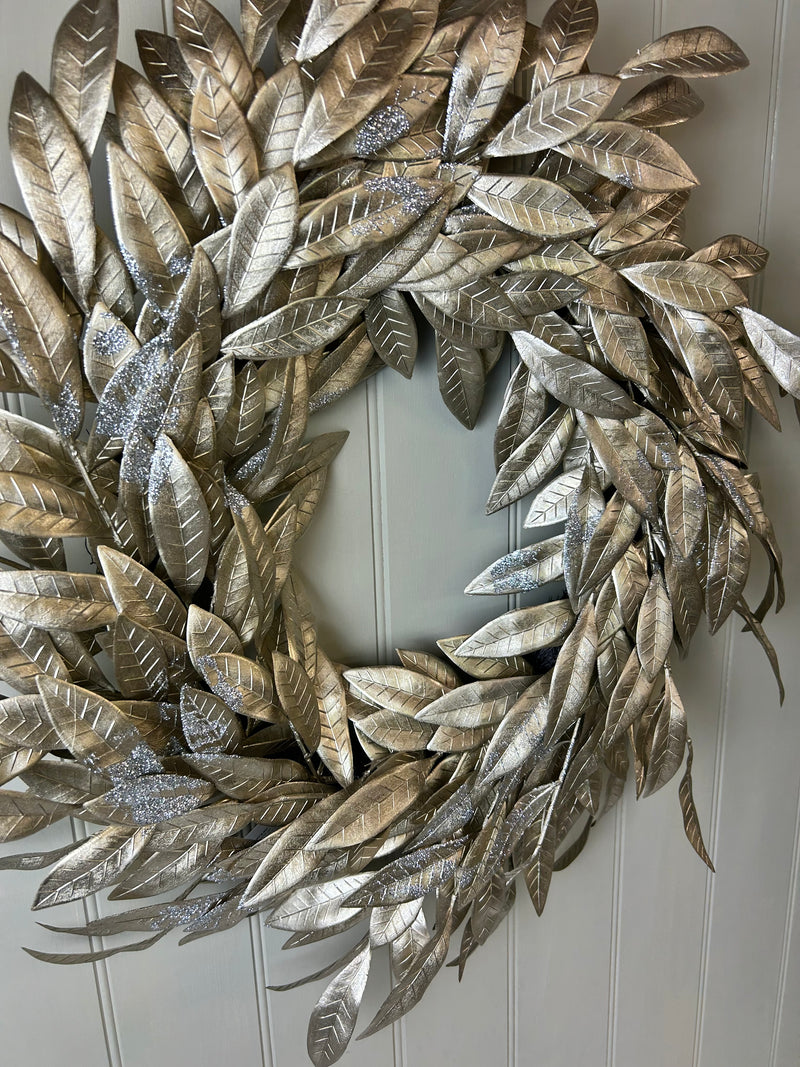 Large Golden Eucalyptus Leaf Wreath 60cm