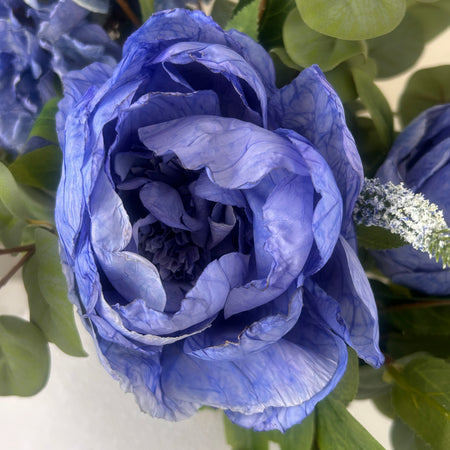 Blue dried feel touch peony stem 48cm