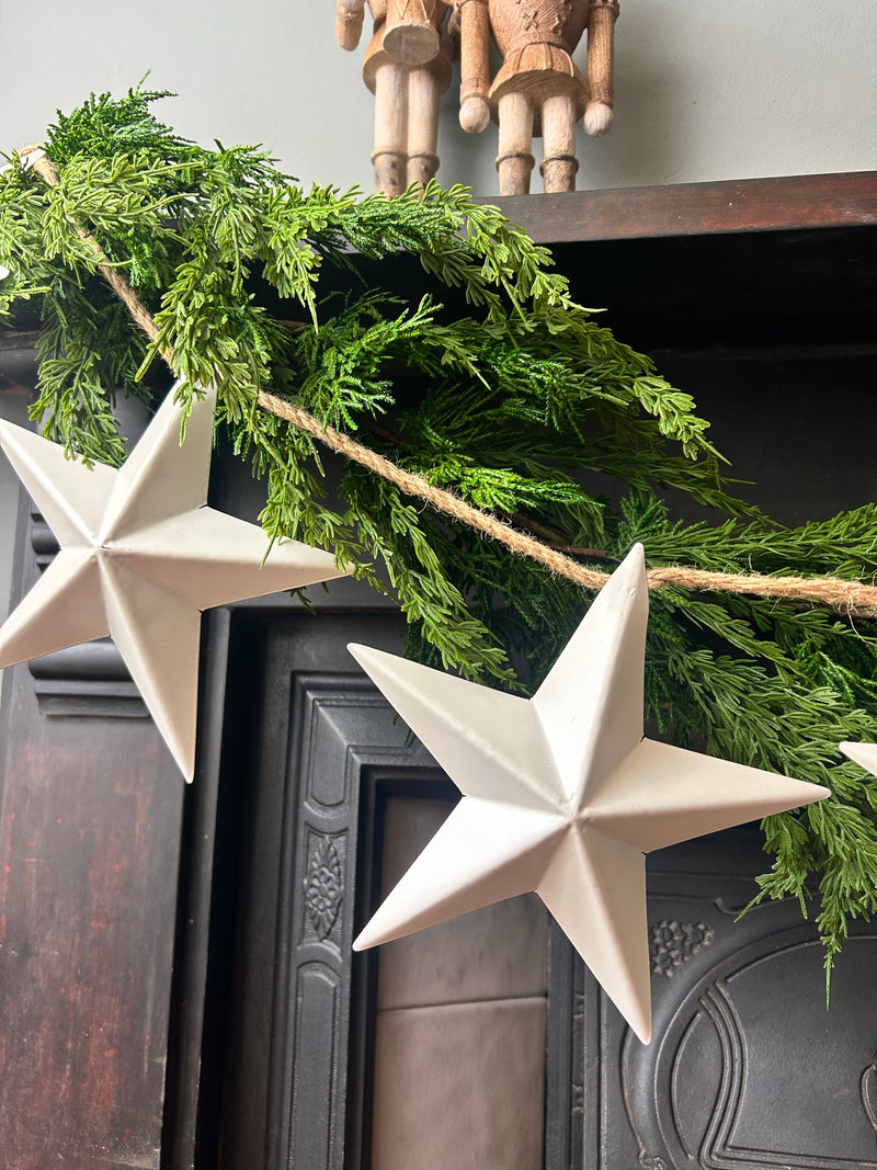 Matt White large Star Garland 135cm