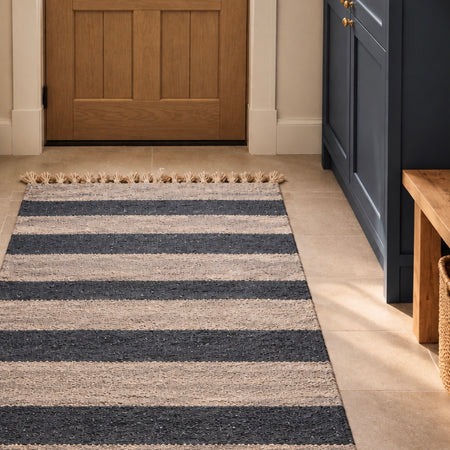 Navy blue grey rustic natural rug mat 60x90