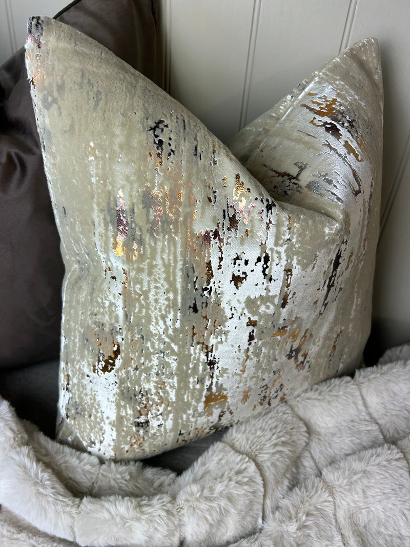 Torcello Natural Taupe beige Bronze Gold Feather Cushion 45cm & 56cm