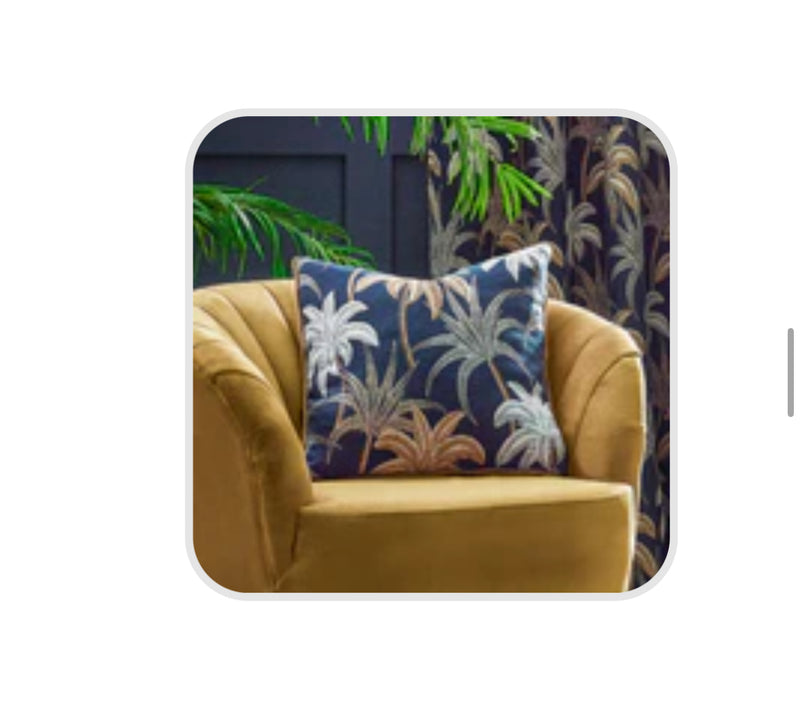 Galapagos Cushion navy palm leaf 50cm