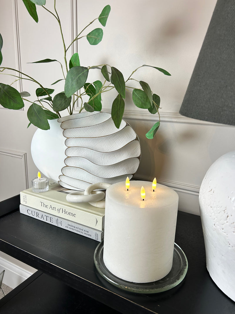 Wave brown and off white textured vase