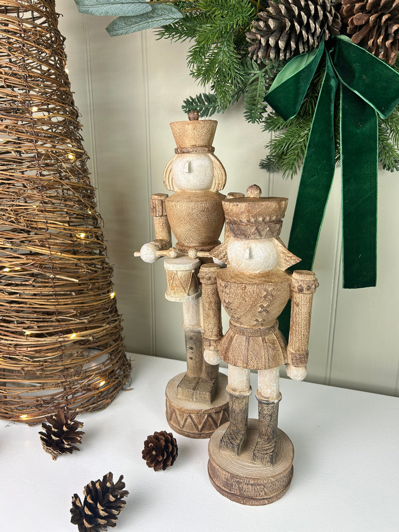 Wood look tall traditional Nutcracker ornament decoration 2 styles