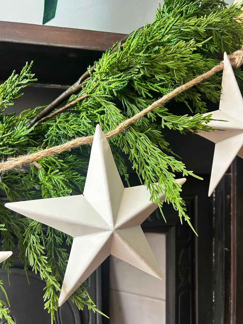 Matt White large Star Garland 135cm