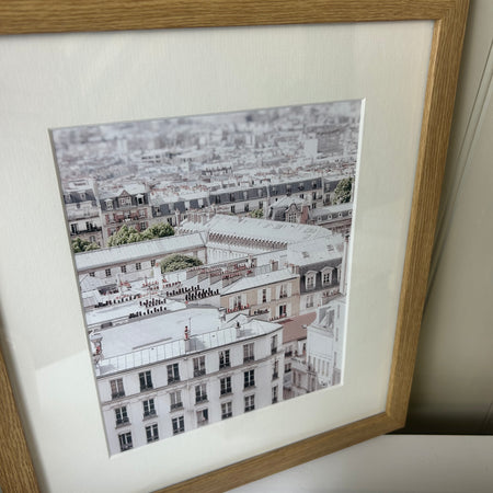 Romantic Paris city rooftop framed mounted glazed picture