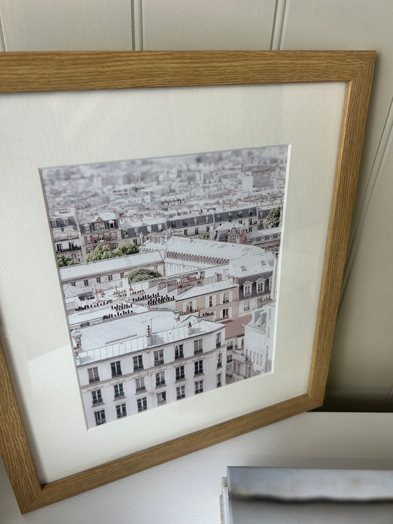 Romantic Paris city rooftop framed mounted glazed picture