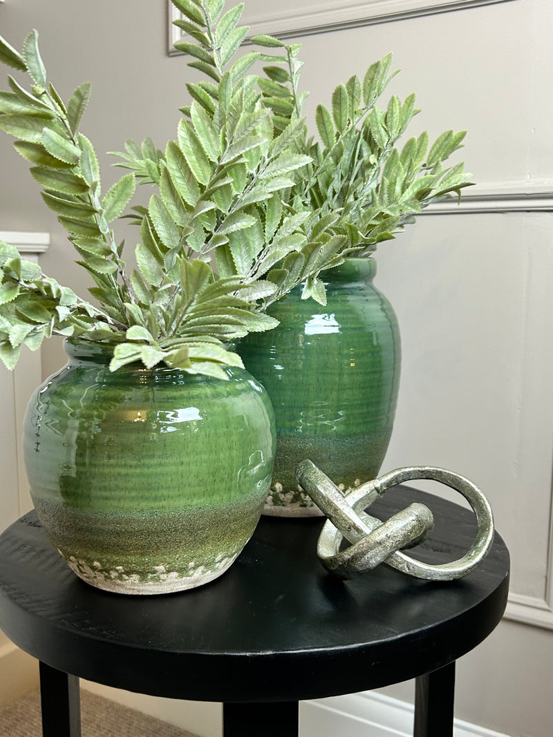 Seville green distressed tall vase