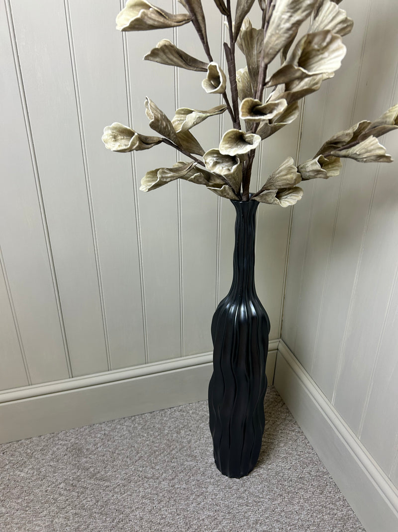 Tall gunmetal black textured tall slim vase 72cm