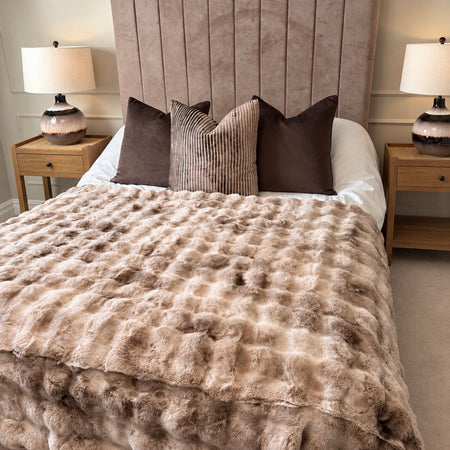 Bermondsey textured bubble luxurious throw natural brown taupe beige 150x200
