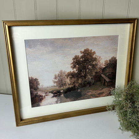 Countryside gold framed prints 2 styles antique look