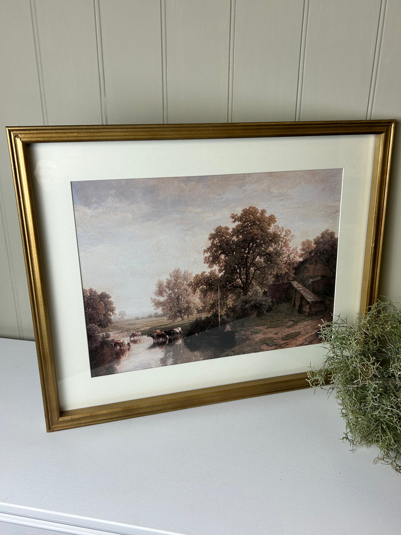 Countryside gold framed prints 2 styles antique look